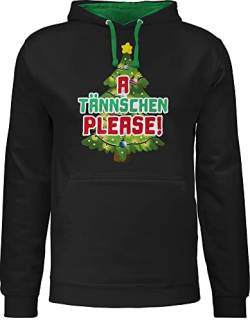 Pullover Herren Frauen Hoodie Kontrast zweifarbig - Weihnachten Geschenke Christmas Bekleidung - A Tännschen Please! - XXL - Schwarz/Grün - Weihnachts Pulli weinach witzige Weihnachtspullover von Shirtracer