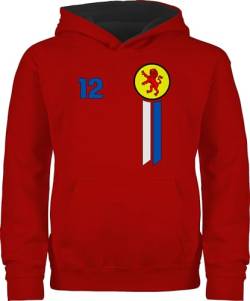 Pullover Kinder Hoodie Jungen Mädchen - 2024 Fussball EM Fanartikel - 12. Mann Schottland Emblem - 140 (9/11 Jahre) - Rot/Schwarz - Welt Meisterschaft fußball Pulli fußball-Fanartikel Hoody von Shirtracer