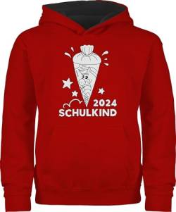 Pullover Kinder Hoodie Jungen Mädchen - Einschulung - Schulkind Schultüte 2024 Pferd zum ausmalen - 116 (5/6 Jahre) - Rot/Schwarz - einschulung/schulanfang 1.klasse erste klasse schulanfang junge von Shirtracer