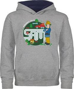 Pullover Kinder Hoodie Jungen Mädchen - Emergency calls - Sam - Venus - 104 (3/4 Jahre) - Grau meliert/Navy Blau - feierwehrman feuerwehr mann feierwehrann feueewehrmann feuereehrmann feuerwehmann von Shirtracer