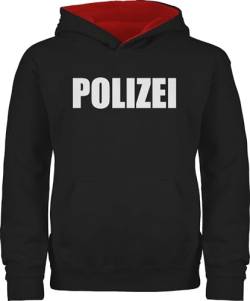 Pullover Kinder Hoodie Jungen Mädchen - Karneval & Fasching - Polizei Polizeiuniform Polizist Polizeikostüm SEK Polizistin Police SWAT - 104 (3/4 Jahre) - Schwarz/Rot - kinder-shirt faschings von Shirtracer