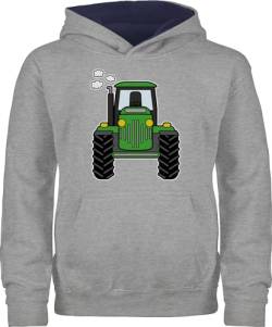 Pullover Kinder Hoodie Jungen Mädchen - Traktor Trecker Landwirte Bauern Geschenk Bulldog Landwirtschaft - 104 (3/4 Jahre) - Grau meliert/Navy Blau - Junge Traktoren Tractors kinderpullover von Shirtracer