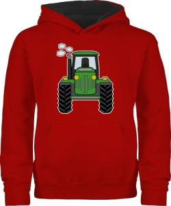 Pullover Kinder Hoodie Jungen Mädchen - Traktor Trecker Landwirte Bauern Geschenk Bulldog Landwirtschaft - 104 (3/4 Jahre) - Rot/Schwarz - Landwirt Tractor kinderpulli traktorfan Traktor, Pulli von Shirtracer