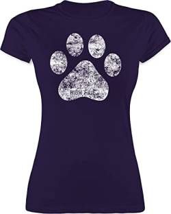 Shirt Damen - Geschenk für Hundebesitzer - High Five Hunde Pfote - L - Lila - Spruch Hund hundepfoten t-Shirt t Hunden hundemenschen Tshirt Frauen t-Shirts Menschen Dog Pfoten Frau hundeshirts von Shirtracer