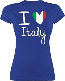 Shirt Damen - I Love Italy - XXL - Royalblau - sprüche Italien Tshirt Frauen Italia Jersey valemtinstagsgeschenk italienisches Tshirts t länder italienische Flagge Maglietta Herz Country von Shirtracer