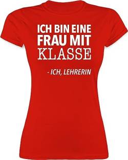 Shirt Damen - Ich Bin eine Frau mit Klasse - Ich, Lehrerin weiß - M - Rot - lehrerinnen Geschenke Geschenk für Danke Fuer referendariat Tshirt klassenlehrerin lehrergeschenke lehrergeschenk von Shirtracer