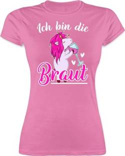 Shirt Damen - JGA Junggesellenabschied Frauen - Ich Bin die Braut - Einhorn weiß/Fuchsia - XL - Rosa - Polterabend t-Shirt jungesellinenabschied tischert Sommer von Shirtracer