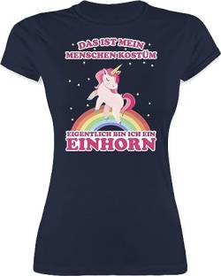 Shirt Damen - Karneval & Fasching - Das ist Mein Menschenkostüm Einhorn - XXL - Navy Blau - t Karneval& Oberteil lustiges faschingsshirts Damen-Karneval und Karnevals rut wiess Tshirt fasnacht von Shirtracer