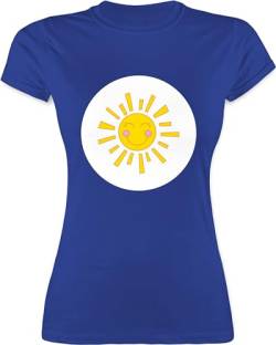 Shirt Damen - Karneval & Fasching - Glücksbär Lachende Sonne Sonnenschein Geschenk Sun - XXL - Royalblau - t-Shirt Fasching+verkleidung „Karneval“ und. Karnevals Tshirt Frauen Faschings von Shirtracer