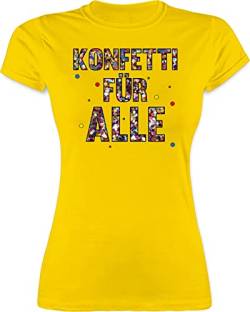 Shirt Damen - Karneval & Fasching - Konfetti für Alle - M - Gelb - verkleidung t schirt Tshirt Karneval& Tshirts t-Shirt witzige Faschings Shirts Partnerlook fasnet locker karnevalsshirts von Shirtracer