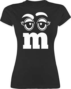 Shirt Damen - Karneval & Fasching - M und M Augen - L - Schwarz - t kostùm Erwachsene Frauen t-Shirt Shirts straßenkarneval Tshirt Faschings lustiges faschingskost Oberteile Tshirts von Shirtracer