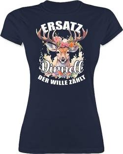 Shirt Damen - Kompatibel mit Oktoberfest - Dirndl Ersatz - Der Wille zählt - L - Navy Blau - t-Shirt für Tracht bayerisch Frauen Tshirt oktoberfestoutfit bayerischer tailliert von Shirtracer