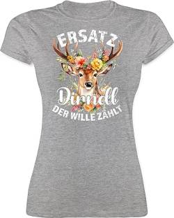 Shirt Damen - Kompatibel mit Oktoberfest - Ersatz Dirndl Der Wille Zählt - M - Grau meliert - Trachten Tshirt Bayern t bayrischer Abend Outfit Frauen t-Shirt Shirts Tracht Kurzarm trachtenshirt von Shirtracer