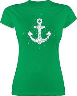 Shirt Damen - Kunst - Anker Matrosen Nordsee Maritime Ostsee Ankerliebe - M - Grün - Tshirt Kurzarm t matrose t-Shirt maritimes Funshirts für Frauen Shirts Tshirts Oberteile Oberteil mädchen MADL von Shirtracer