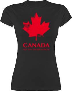 Shirt Damen - Länder Fahnen und Flaggen - Canada Not just Colder Cooler - Souvenir Geschenk - M - Schwarz - Country Kanada Logo t Shirts kanadier t-Shirt Frauen Maple t-Shirts kanadische Tshirts von Shirtracer