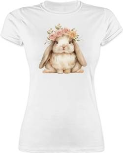 Shirt Damen - Oster Outfit - Süßer Hase Ostern Osterhase Geschenke Osterüberraschung - L - Weiß - Tshirt Ostergeschenk für sie osterartikel t ostershirt osterüberraschungen t- ostergeschenke von Shirtracer