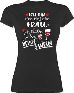 Shirt Damen - Skiurlaub Apres Ski - Ich Bin eine einfache Frau, Ich Liebe Berge und Bier - XXL - Schwarz - typisch Frau t-Shirt Oberteile Skifahrer Tshirt hüttengaudi t apre Fasching Party von Shirtracer