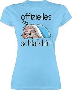 Shirt Damen - Sprüche Statement - Offizielles Schlafshirt mit Faultier - schwarz - L - Hellblau - Sloth Frauen t-Shirts schlaftshirts Shirts schlafshirts Thirt faultier, Tshirt schlafen t-schirts von Shirtracer