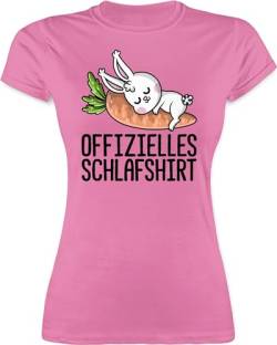 Shirt Damen - Sprüche Statement - Offizielles Schlafshirt mit Hase schwarz - L - Rosa - Shirts Funshirts für Frauen Tshirt Kurzarm t Statements schlafen leiberl Aufschrift Schlaf Tshirts Spruch von Shirtracer