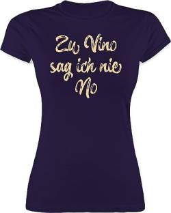 Shirt Damen - Sprüche Statement mit - Zu Vino sag ich nie No Wein Spruch Weinliebhaber Geschenk - L - Lila - t lustig Alkohol spruche Tshirt Spruch. Wine Shirts Spruchshirt sprüchen Alki von Shirtracer