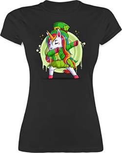 Shirt Damen - St. Patricks Day - Dabbing Unicorn Leprechaun Einhorn - XXL - Schwarz - Sankt st Patrick Tshirt Patrick's Saint st.Patricks s Geschenk san Irland st+Patricks+Day Patrick’s Party von Shirtracer