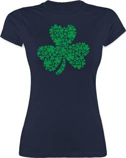 Shirt Damen - St. Patricks Day - Dreiblättriges Kleeblatt Shamrock - XL - Navy Blau - st Patrick's Frauen Tshirt Saint Outfit Ireland t Shirts verkleidung irischer enges Day-Shirt st-Patricks-Day von Shirtracer