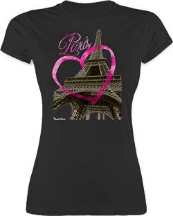 Shirt Damen - Stadt und City Outfit - I Love Paris - M - Schwarz - t Shirts für Frankreich Tshirt Frauen mit Eiffelturm eifeltürmen Tshirts t-Shirt MADL Frau t-Shirts+für Eifelturm von Shirtracer