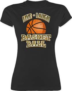 Shirt Damen - Trikot Ersatz Training - Live Laugh Basketball Vintage - M - Schwarz - Basketballer von Shirtracer