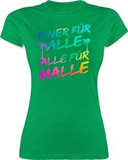 Shirt Damen - Urlaub - Malle für Alle - Einer für alle Alle für Malle - S - Grün - t-Shirt Mallorca Party Outfit Tshirt Festival t Shirts Tshirts Funshirts Frauen t-Shirts Gruppe Funshirt von Shirtracer