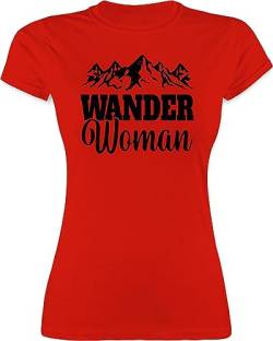 Shirt Damen - Wander Woman - Geschenk für Wanderin - XXL - Rot - Frauen Tshirt wandershirt mit bergmotiv t Shirts Geschenke zum wandern wanderwoman t-schirts ich GEH Wanderfreunde tischert von Shirtracer