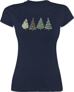 Shirt Damen - Weihnachten Geschenke Christmas Bekleidung - Weihnachtsbäume - M - Navy Blau - Weihnachts Geschenk Tshirt Frohe Merry x-Mas t zu t-Shirt vor t–Shirt für die Eltern von Shirtracer