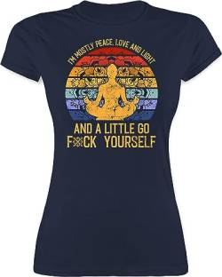 Shirt Damen - Yoga und Wellness Geschenk - I'm Mostly Peace, Love & Light and a Little go f Yourself - S - Navy Blau - Oberteile t Shirts Tshirt Tshirts Frauen Yoga-Bekleidung Meditation Hippi von Shirtracer