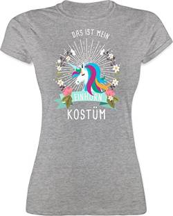 Shirt Damen - & Fasching - Das ist Mein Einhorn Kostüm - Unicorn Karneval Einhorn Geschenk - L - Grau meliert - t kostùm Shirts weiberfasching Bedruckte strassenkarneval t-Shirt straßenkarneval von Shirtracer