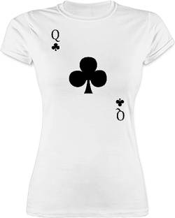 Shirt Damen - & Fasching - Kreuz Queen Kartenspiel Karneval Kostüm - S - Weiß - Tshirt Karnevals t- Shirts Faschings Funshirts für Frauen karnevalsshirt köstüme tailliert faschingsshirt von Shirtracer