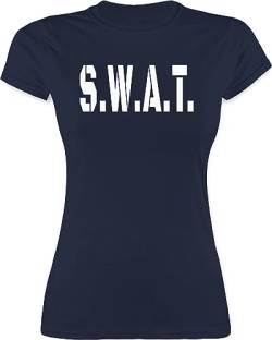 Shirt Damen - & Fasching - S.W.A.T. Karneval Kostüm - Polizei SWAT Police Spezialeinsatzkommando Polizist SEK USA - L - Navy Blau - faschingsshirt Fasching, spezialeinheit Tshirt Frauen von Shirtracer