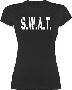 Shirt Damen - & Fasching - S.W.A.T. Karneval Kostüm - Polizei SWAT Police Spezialeinsatzkommando Polizist SEK USA - L - Schwarz - karnevalsshirt köstüme Special Weapon baumwollshirt von Shirtracer