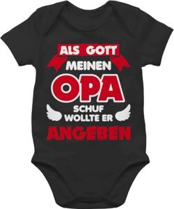 Shirtracer Baby Body Junge Mädchen - Sprüche - Als Gott Opa schuf - 1/3 Monate - Schwarz - mit aufschrift bodies strampler spruch babygeschenk lustig babybodys süße sprüche. bodys m�dchen neugeboren von Shirtracer