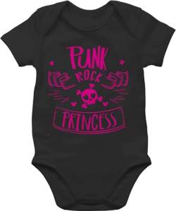 Shirtracer Baby Body Junge Mädchen - Sprüche - Punk Rock Princess - 6/12 Monate - Schwarz - mit sprüchen strampler kurzarm witzige bodys für babys spruch babybodies lustige baby-body von Shirtracer