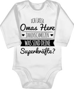 Shirtracer Baby Body langarm Mädchen Junge - Sprüche - Omas Herz dahinschmelzen - 3/6 Monate - Weiß - babybody mit spruch oma klamotten spruche strampler weiss bodys sprüchen für babykleidung jungen von Shirtracer