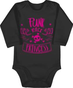 Shirtracer Baby Body langarm Mädchen Junge - Sprüche - Punk Rock Princess - 3/6 Monate - Schwarz - babygeschenk lustig einteiler fã¼r baby-jungen mit spruch langarmbody lustige babygeschenke von Shirtracer