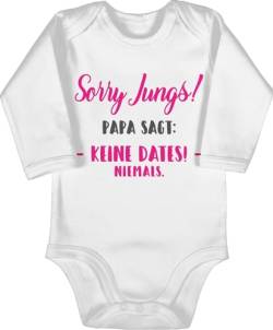 Shirtracer Baby Body langarm Mädchen Junge - Sprüche - Sorry Jungs Papa sagt keine Dates - 6/12 Monate - Weiß - dad daughter babybodys mit aufschrift kein date babystrampler babygeschenk lustig von Shirtracer