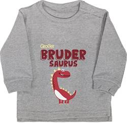 Shirtracer Baby Pullover Jungen Mädchen - Bruder - Großer Brudersaurus - 18/24 Monate - Grau meliert - große brüder grosser Sweatshirt 2024 Big bro groser Geschenke Geschenk für großen Brother Grosse von Shirtracer