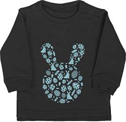 Shirtracer Baby Pullover Jungen Mädchen - Ostergeschenke Ostern - Hase Kopf Silhouette blau - 12/18 Monate - Schwarz - Ostergeschenk kleinigkeit Happy Easter osterkleinigkeiten ostermitbringsel von Shirtracer