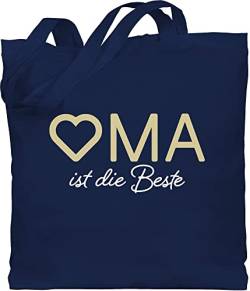 Shirtracer Baumwolltasche - Taschen - Oma ist die Beste gold/weiß - Unisize - Navy Blau - jute beuteltasche omas geschenk einkaufsbeutel baumwolle geschenke jutebeutel lange henkel für jutetasche von Shirtracer