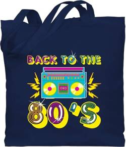 Shirtracer Baumwolltasche - Vintage Retro - Back to the 80's Kassette - Unisize - Navy Blau - 80 jahre tasche 80s jutetasche 80er stoffbeutel jutebeutel stofftasche beuteltasche jute von Shirtracer