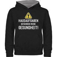 Shirtracer Hoodie Hausaufgaben gefährden meine Gesundheit Warnschild weiß Einschulung Mädchen von Shirtracer