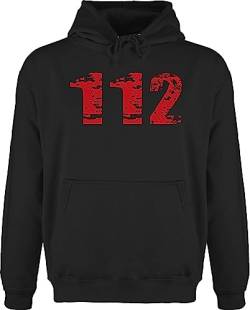 Shirtracer Hoodie Herren Pullover Männer - Feuerwehr 112 - M - Schwarz - Pulli feuerwehrmänner Hoody feuerwehrmann feuerwehrgeschenkartikel Geschenke für freiwillige Geschenk Geschenkartikel von Shirtracer