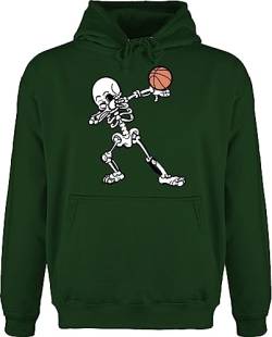 Shirtracer Hoodie Herren Pullover Männer - Trikot Ersatz Training - Dabbendes Skelett mit Basketball - 3XL - Dunkelgrün - Basketballer korbball Hoody Kapuze Hoodies Pulli jh001 von Shirtracer