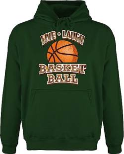 Shirtracer Hoodie Herren Pullover Männer - Trikot Ersatz Training - Live Laugh Basketball Vintage - M - Dunkelgrün - Basketballer von Shirtracer