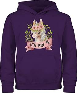 Shirtracer Kinder Hoodie Jungen Mädchen - 9. Geburtstag - Ich Bin neun mit süßem Pferd mit Blumen - 152 (12/13 Jahre) - Lila - Kindergeburtstag 9 Pullover Pulli Jahre Huddy polower kinderpullover von Shirtracer